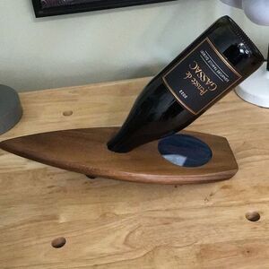 Wine Bottle Display Rack, Bar Accessory, Wood and Agate